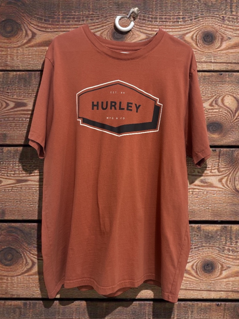 Hurley Rust Orange Logo Short Sleeve Tee Men’s Size XL